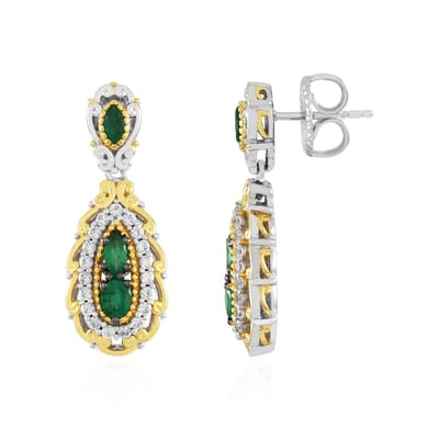 Cavill - Zilveren Oorbellen met 1,327 ct Zambia Smaragd - 925 Sterling Zilver Palladiumlaag - Marquise & Ovaal Geslepen - Luxe Sieraden Dames