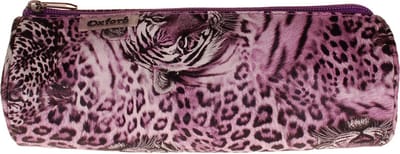 Etui Rond - Tijgers en Luipaarden - Lila Paars - 21,5x7,5cm