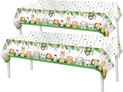 2x Tafelkleed Laken Safari Verjaardag Versiering Tafeldecoratie Jungle Feest Tafellaken Plastic Tafelzeil 274*137cm