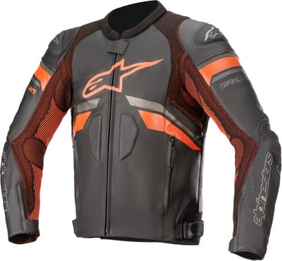 Alpinestars GP Plus R V3 Rideknit Leren Jas Zwart Fluo Rood - Jas