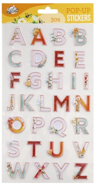 3D Alfabet Stickers voor Volwassenen en Kinderen Rood/Oranje - Letter Stickers - Plakletters Alfabet