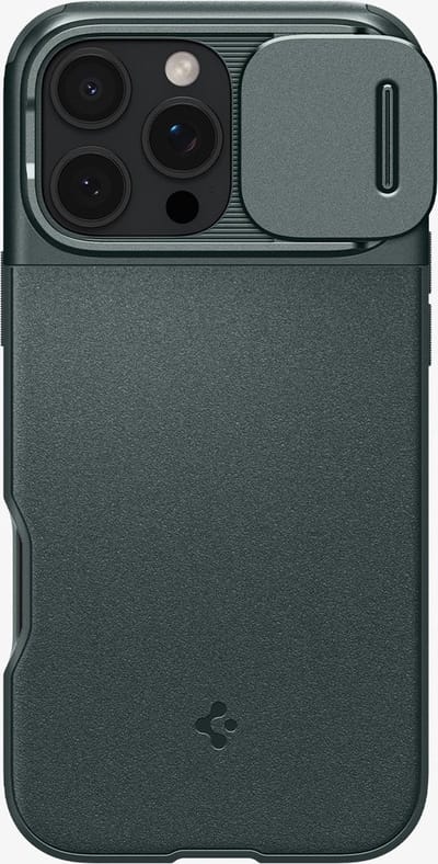 Spigen Optik Armor MagFit | Hoesje Geschikt voor Apple iPhone 16 Pro Max | Compatibel met MagSafe | Back Cover met Camera Slider | Groen