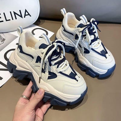 Daddy Shoes met dikke zolen Lente en Herfst Nieuwe Meisjes Koreaanse Versie Sportschoenen Alles-match Mode Verhoogde Hardloopschoenen 40