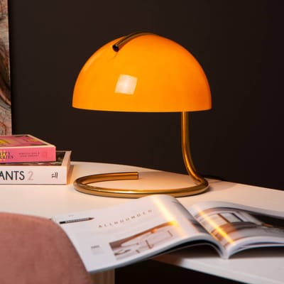 Lucide Retro-tafellamp Cato met melkglazen kap oranje