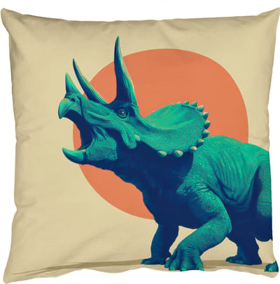Sierkussens - Kussentjes Woonkamer - 50x50 cm - Triceratops - Cirkel - Oranje - Hoorns