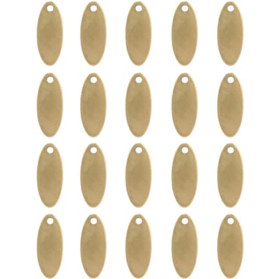 20 stuks Roestvrij Staal Ovale Hanger DIY Hondenpenningen met Gat Sieraden MaakaccessoireGoud 6 x 15mm beige