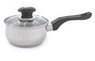 Haute Cuisine Bakeliet - Steelpan met Glazen Deksel – 16 cm – RVS – Geschikt voor alle vuren – Stoomgaatje – Drievoudige Bodem