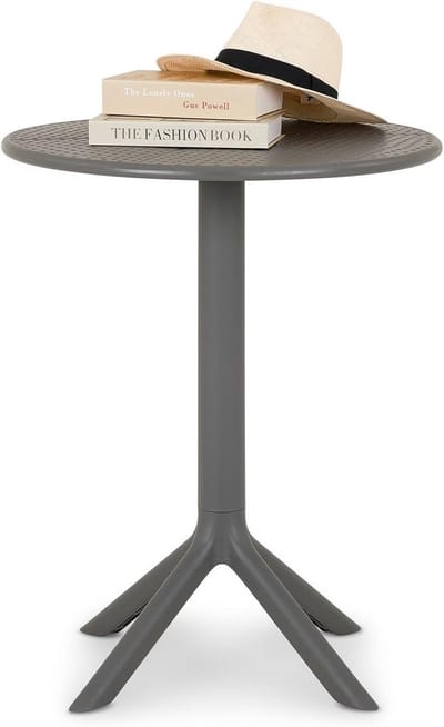 Ronde tuintafel - Balkon tafel - Buiten genieten - Weerbestendig polypropyleen - 60 x 76 cm - Grijs