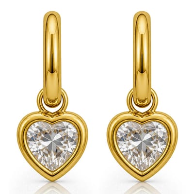 Pax Amare Subtiele Oorbellen met Zirkonia Hartje - 18k Goud Verguld Stainless Steel - Oorhangers met Hart Hanger