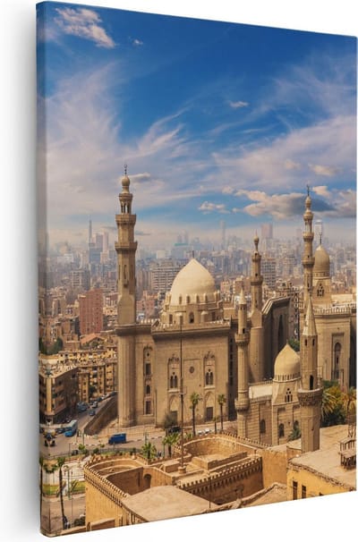 Artaza Canvas Schilderij Skyline Caïro - 40x50 cm - Wanddecoratie Moskee - Muurdecoratie Islamitisch - Kamer Accessoires