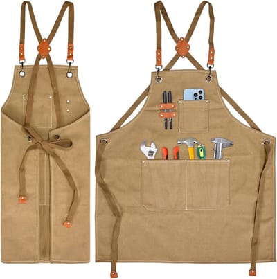 Multifunctionele Canvas Schort voor Werk, Grill en Koken - Verstelbare Strap, Geschikt voor Keuken, Tuin en Werkplaats