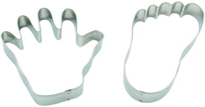 226162-delige set "Hand & voet" - uitsteekvormen kaasvoet en hand - uitsteekvormpjes van roestvrij staal voor het bakken van koekjes en koekjes