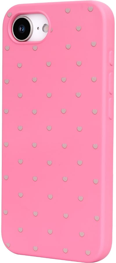 Hoesje Geschikt voor iPhone 17e - Neon Roze - Casemania Stevige Siliconen Back Cover met Hartjes Print