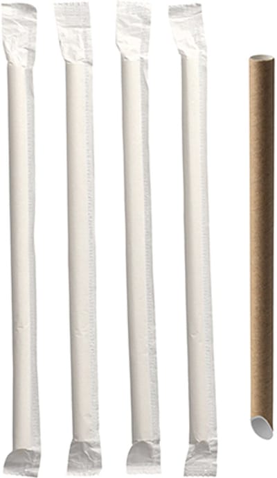 200 Bubble Tea Drinkrietjes Papier pure Ø 12 mm · 20 cm bruin enkel verpakt, eenzijdig spitz