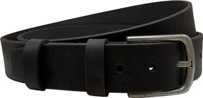 Heren Riem Zwart Italiaans Leer - 4 cm Brede Casual Leren Dames Riem Of Heren Riem - Maat 145 cm (Taillemaat tot 130 cm)