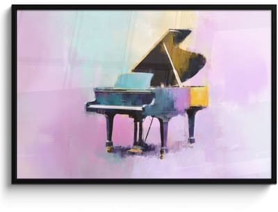 Poster in lijst - Fotolijst 120x80 cm - Posters - Piano - Pastel - Elegant - Dromerig - Posterlijst zwart - Decoratie - Wanddecoratie woonkamer - Muurdecoratie slaapkamer