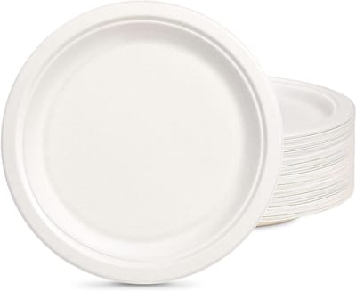 Allecto Plus - 100 stuks wegwerpborden 26 cm - Wit kartonnen servies - Feestborden - Biologisch afbreekbaar - Papieren borden - Bruiloftsbenodigdheden