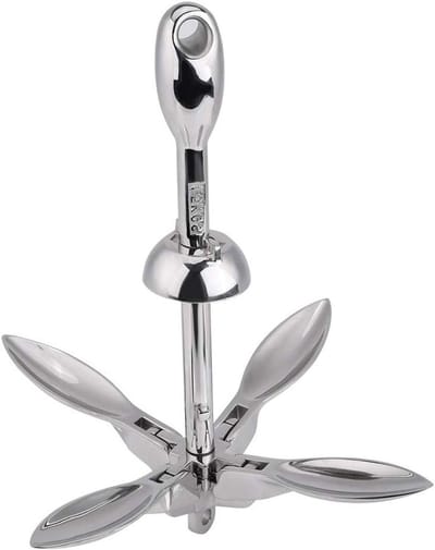 Vouwanker Boot - Kleine Anker Kit - Watersport Aanleg - Roestvrij Staal 316 - 1 5 KG - Zilverkleurig