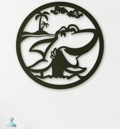 Wanddecoratie Kinderen | Haai rond - XL (80x80cm)
