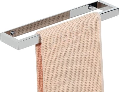 Famanu - Handdoekhouder chroom 30 cm, zelfklevend of schroefmontage SUS304 roestvrij staal – gepolijst