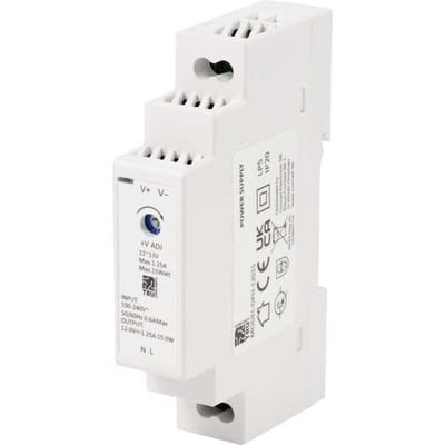 TRU COMPONENTS TC-10580800 DIN-rail netvoeding 12 V/DC 1.25 A 15 W Aantal uitgangen:1 x Inhoud 1 stuk(s)