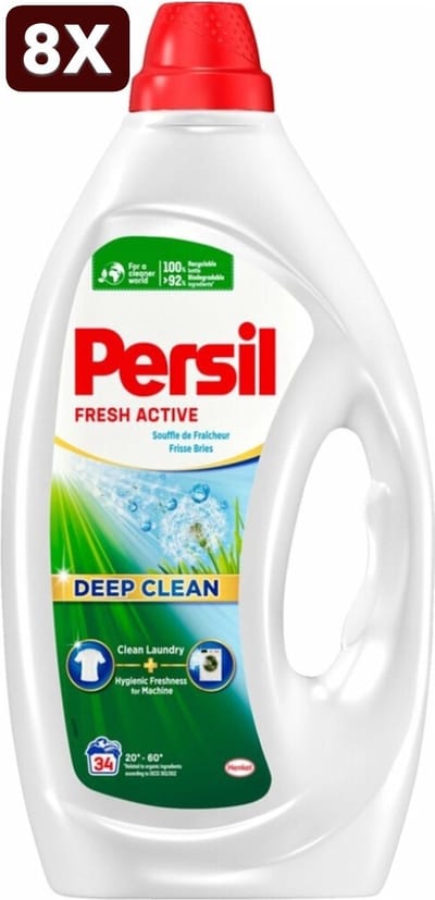 8 x Persil Fresh Active - Vloeibaar Wasmiddel - Witte en Gekleurde Was - Frisse Bries - 34 Wasbeurten