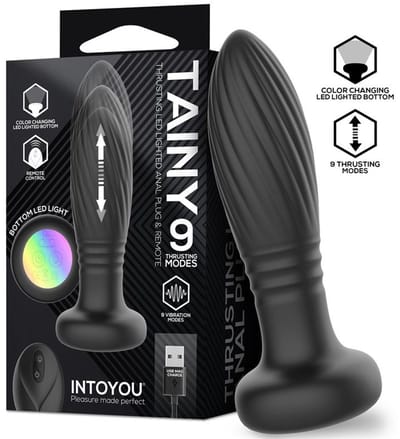 IY Tainy - Stotende Buttplug met Ledverlichting en Afstandsbediening - Zwart