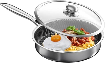 Koekenpan Antiaanbak - Koekenpan met Deksel - Koken op Inductie - Gelijkmatige Warmteverdeling - 26 cm - Multikleur
