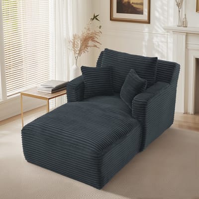 Sweiko Chaise longue - Fauteuil - Corduroy - Eenpersoonsbank - Met kussen - Geen montage nodig - Donkergrijs