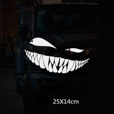 Creatieve ogen slechte glimlach autostickers motorfiets stickers grappige auto body styling decoratie raamsticker vinyl waterdicht wit
