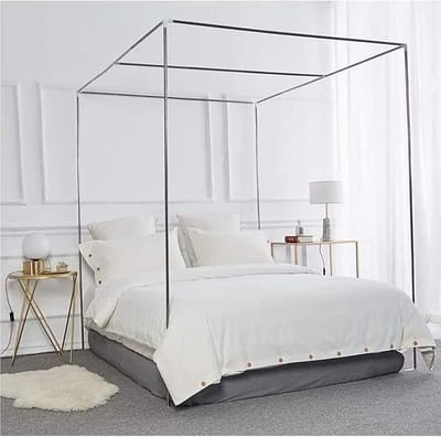 Luifel Bed Frame - Klamboe Beugel - Bed Bescherming - Roestvrij Staal - 1.5 x 2 m - Zilver