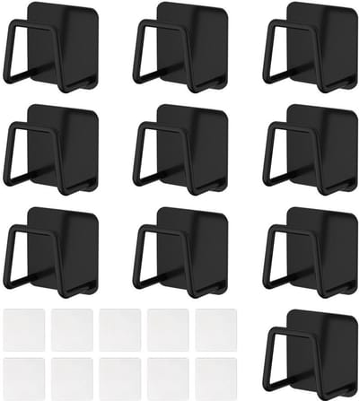 Spons Houder - Keuken Organizer - Ruimte Besparen - Zelfklevend Montage - 10 Stuks - Zwart