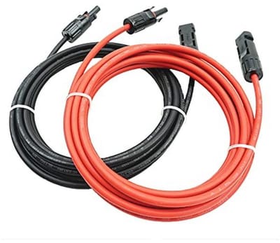 Verlengkabel met Zonnestekker voor Fotovoltaïsche Installaties - 6 mm² Kabel, Rood/Zwart, 2 m