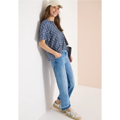 Blouse met korte mouwen en schelpjesprint