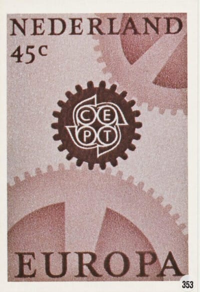 Briefkaart met afbeelding C.E.P.T. Symbool Industriële kracht van Europa postzegel