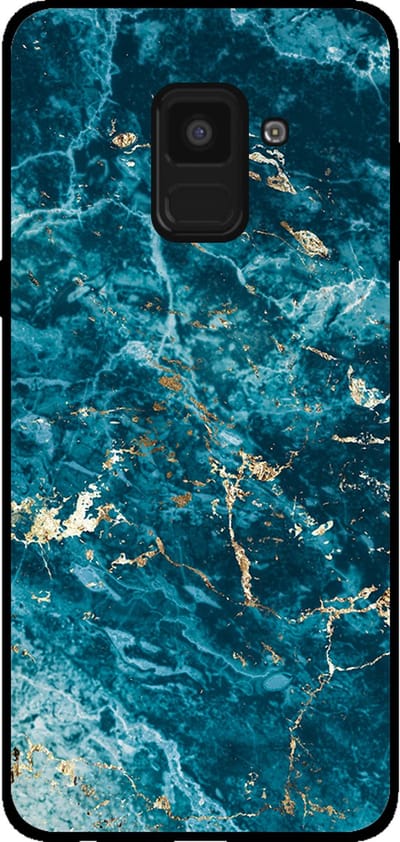Smartphonica Telefoonhoesje voor Samsung Galaxy A8 2018 met marmer opdruk - TPU backcover case marble design - Blauw geschikt voor Samsung Galaxy A8 2018