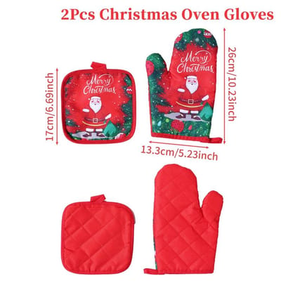 2pcs/set Gants de Noël Maniques Décorations Joyeux Noël Noël Ornements de Cuisine à Domicile Navidad Noel Nouvel An 2025 Cadeaux red