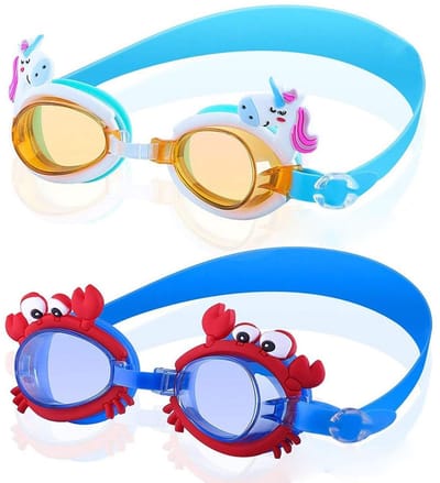 Dailygoods- Zwembril Kind - 2 Stuks - Cartoon - Anticondens - Waterdicht - Hypoallergeen Silicone - Verstelbare Hoofdbeugel - Duikbril