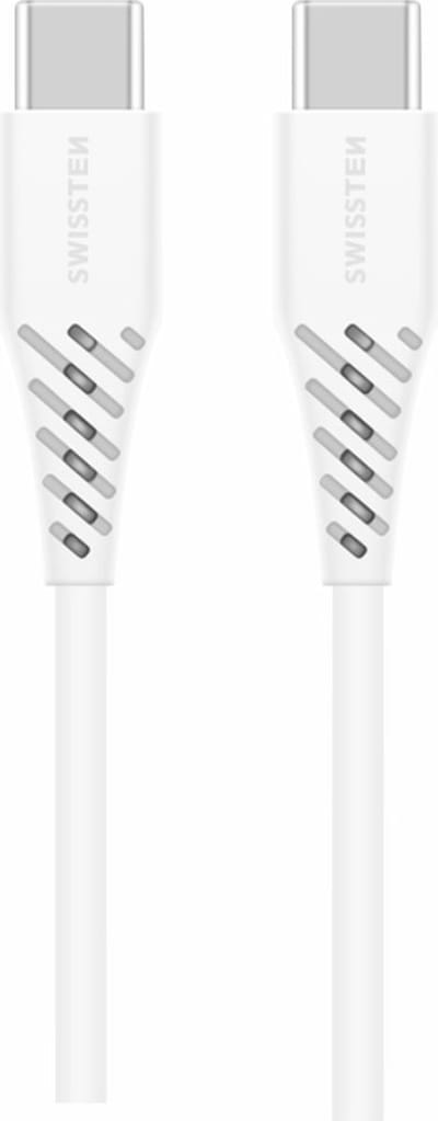 Swissten USB-C naar USB-C kabel - Geschikt voor Macbook/iPad - 2.5M - 100W Power Delivery - Laptop oplader - Wit