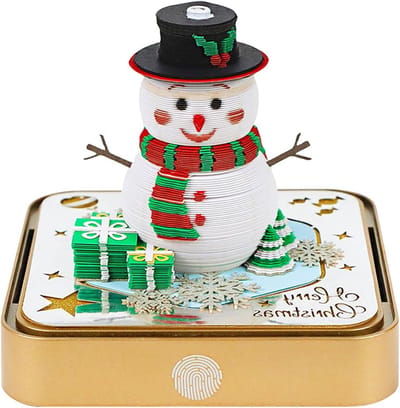 3D Notitieblok Sneeuwpop - Memoblok Kalender - Bureau Decoratie - Met 2026 Kalender - 9.8 x 9.8 x 8.8 cm