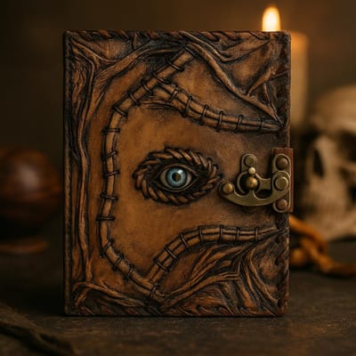 Boutique Trukado - Het Boze Oog Leren Dagboek - handgemaakt - (lxbxd) ca. 20cm x 15cm x 3cm