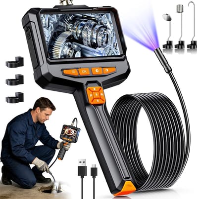 Inspectiecamera met Scherm - Endoscoop Handheld - Rioolcamera - IP67 Waterdicht - 4.3 Inch Scherm - LED Verlichting - 5m Kabel - Inspectie Camera - Voor Auto & Leiding & HVAC - Incl. Accessoires