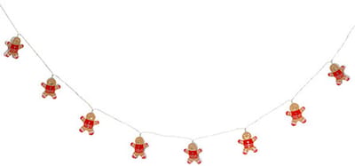 Feeric lights & Christmas kerst thema lichtsnoer - peperkoek mannetjes - 135 cm - 10 LED lampjes - batterij