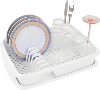 Ruimtebesparend Afdruiprek met Lekbak - 40 x 30 cm - Perfect voor Wastafel en Camping - Organiseer en Droog Servies Efficiënt