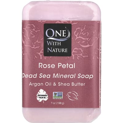 One with Nature, Triple Milled Mineral Soap Bar, Rose Petal, 7 oz (200 g)