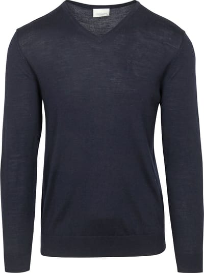 Profuomo Pullover V-Hals Merinowol Navy - Maat XXL - Heren - Pullovers