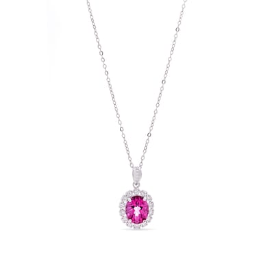 Luxenter 925 sterling zilveren ketting met natuurlijke roze topaas met rhodiumafwerking - Lirian