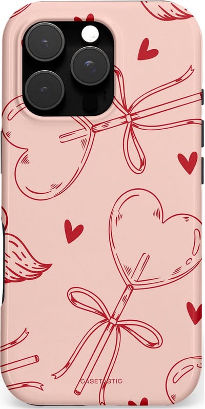 Casetastic hoesje geschikt voor Apple iPhone 16 Pro - MagSafe - Dubbellaagse bescherming - Zoete strikjes - Fashion Case - Perzik Zand Koraal