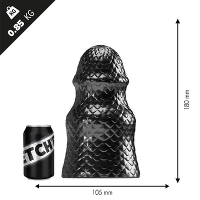 Stretch'r - Scaly - XXL Buttplug - Zwart Metallic M