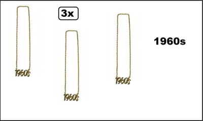 3x Ketting 1960s goud - Sixties/jaren 60 - metaal - 60s thema feest carnaval verjaardag fout feest